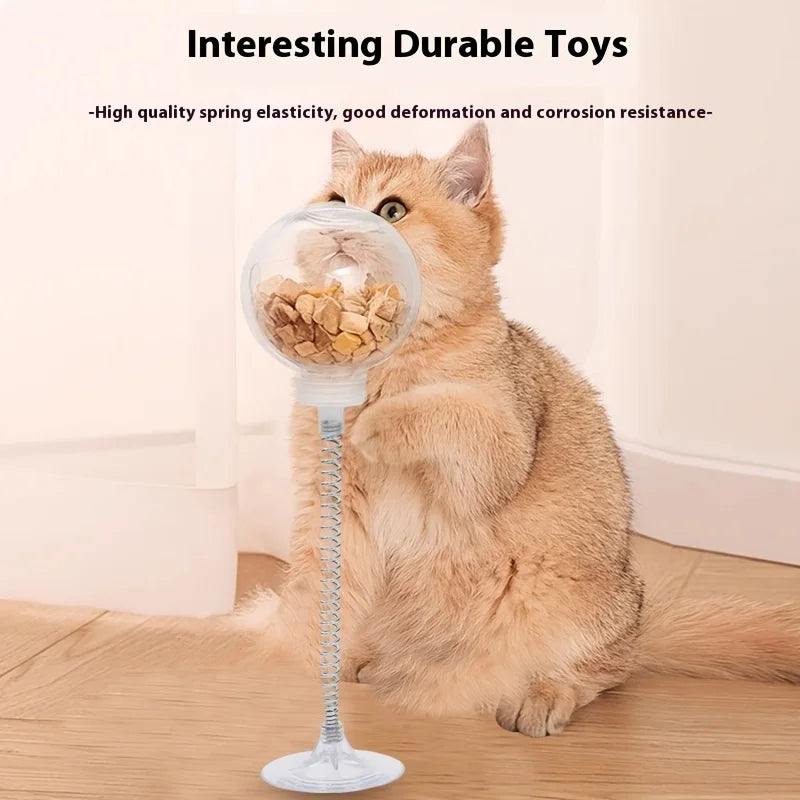 Interactive cat snack dispenser toys transparent food stuffing balls cat toys