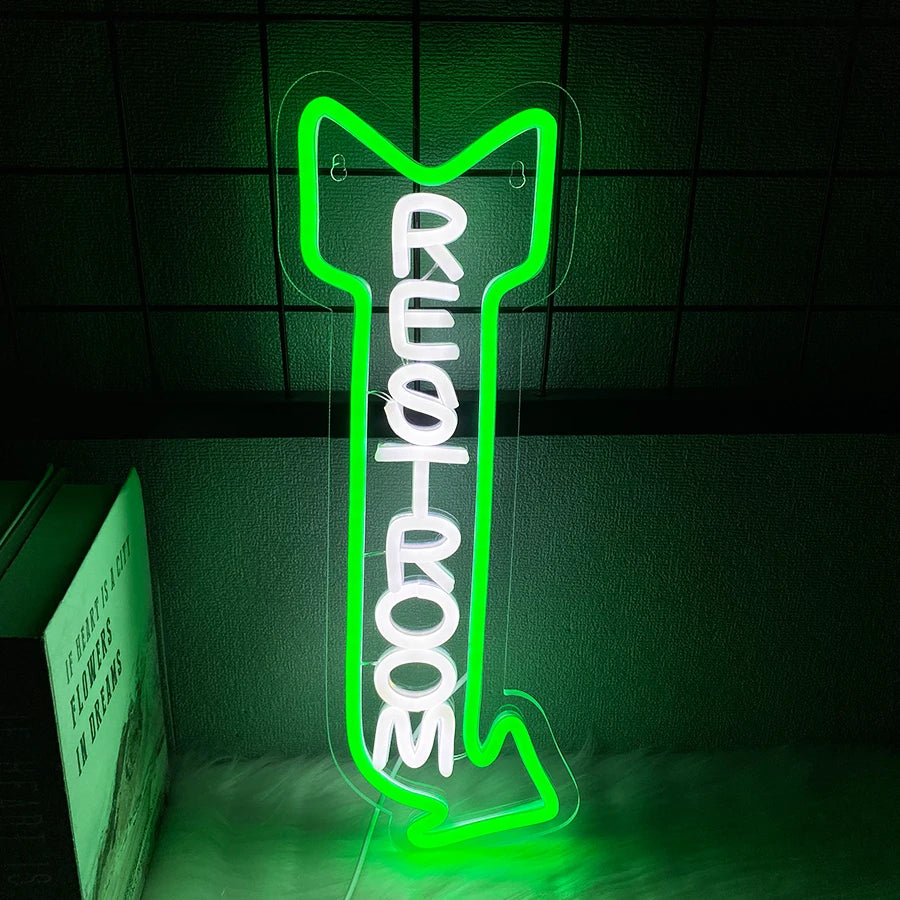 LED Rest Room Neon Sign For Wall Decor,  Bathroom Hotels, Bars, Hospitals, Homes And Other Places With Toilets,USB Powered.