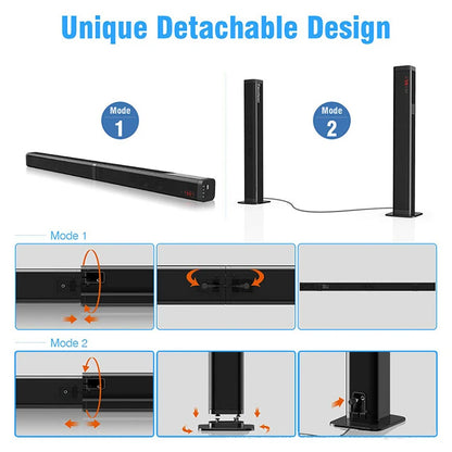 80W TV SoundBar 2.1 Bluetooth Speaker 5.0 Home Theater System 3D Surround Sound Bar Remote Control With Subwoofer For TV
