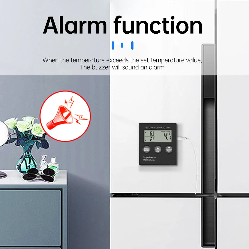 Digital Fridge Thermometer with Temperature Alarm LCD Display Digital Refrigerator Freezer Thermometer