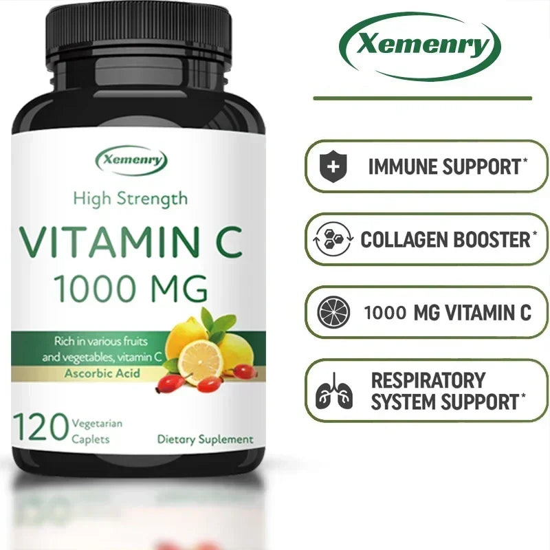 Vitamin C Capsules - Boost Immunity, for Skin, Heart, Teeth Health, Antioxidant, Dietary Supplement