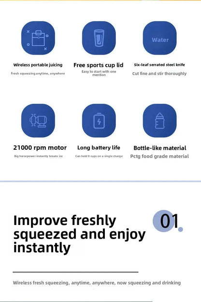 Portable Fruit Juice Blenders Summer Personal Electric Mini Bottle Home USB 6 Blades Juicer Cup Machine For Kitchen