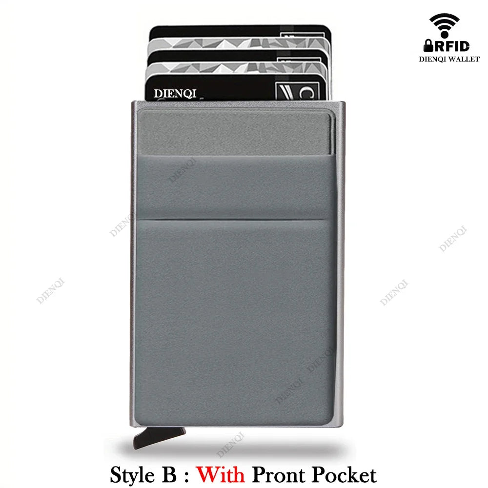 Rfid Blocking Pop Up Credit Card Holder Thin Mini Minimalist Slim Wallets Metal Cardholer Case Wallet for Men Carteras Choice