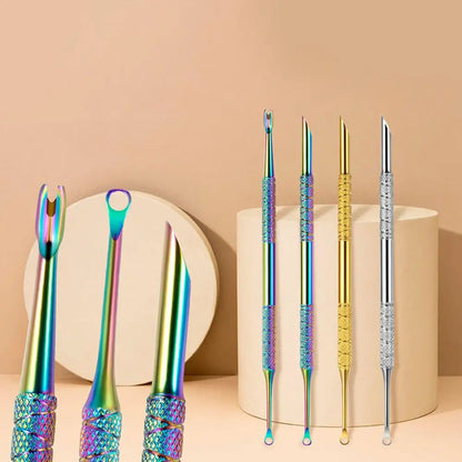 Pedicure Tool Double-Headed Nail Cuticle Pusher Polish Scraper Hook Type Dead Skin Remover Nail Care Stainless Steel