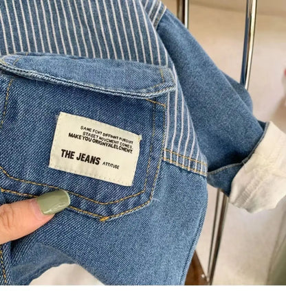 Children's Shirts 2025 Autumn New Boys' Striped Denim Shirt Baby Korean Version Fashionable Tops Jacket