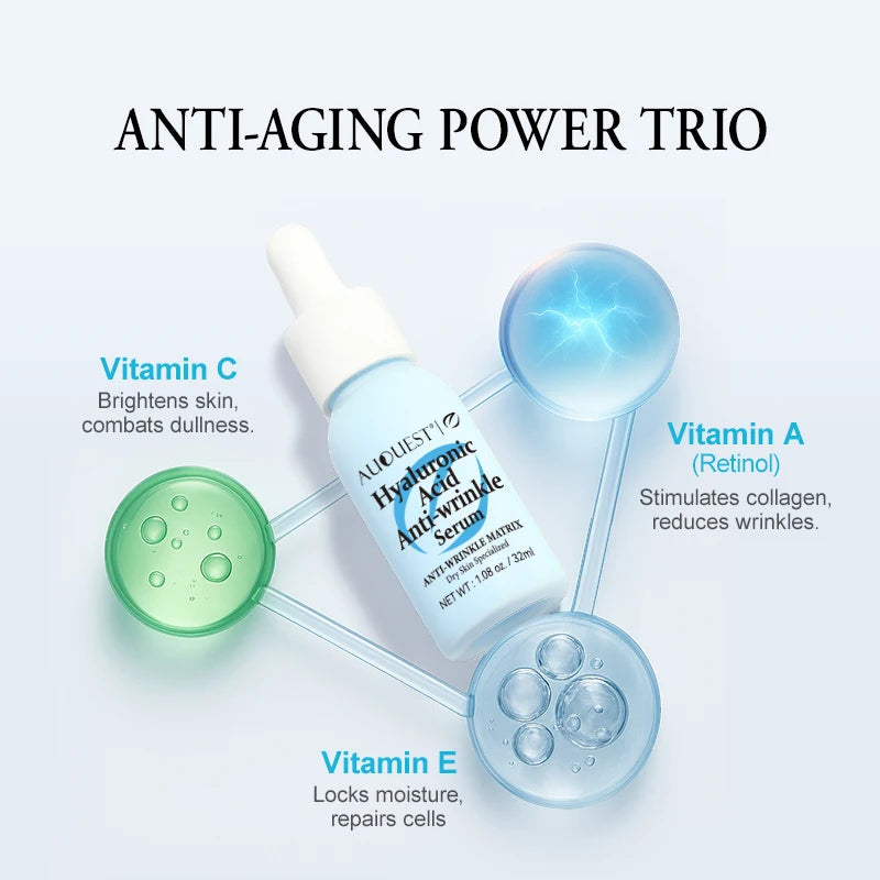 AUQUEST Hyaluronic Acid Anti-Wrinkle Face Serum Anti-Aging Lifting Firming Moisturizing Brightening for Glowing Skin Care