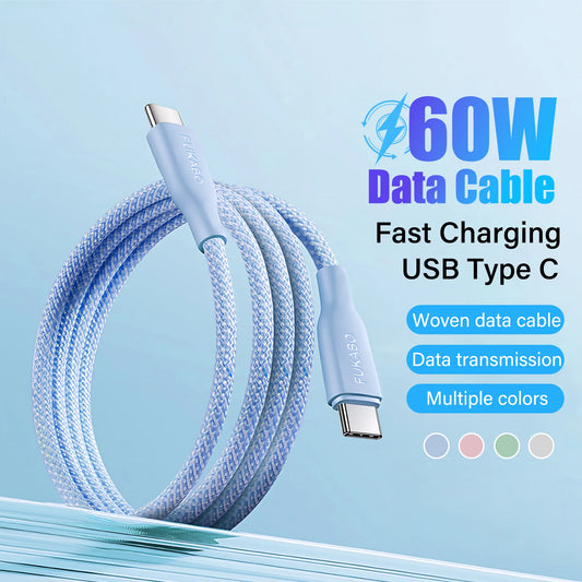 USB Type C PD 60W Cable Fast Charging Braided Cables For iPhone 15 16 Pro Max Plus For Xiaomi Redmi Phone Charge Accessory Wire