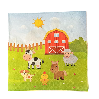 Farm Animals Disposable Tableware Paper Plates Cups Napkins Kids Farm Theme Birthday Party Decoration Supplies