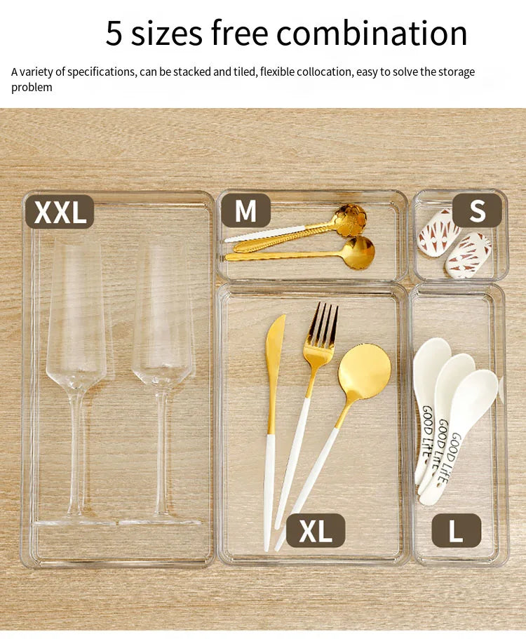 Clear Drawer Organizer Boxes Transparent Plastic Storage Box Desktop Acrylic Box Jewelry Makeup Cosmetic Organizer Drawer Box