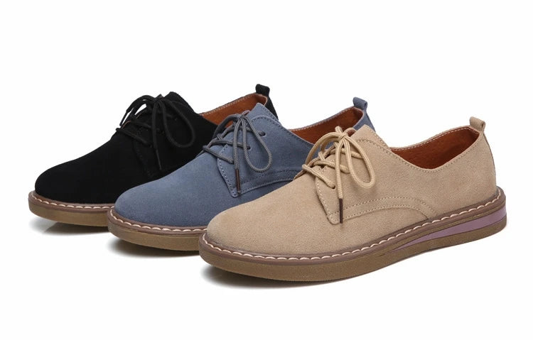 Fashion Woman Comfortable Daily Business Office Shoes Lace Up Genuine Leather Casual Women's Shoe Spring Autumn