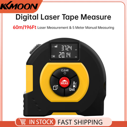 Laser Tape Measure 196Ft Laser Measurement & 5 Meter Manual Measuring Digital Tape Measure Support to Area Volume Ft/in/M