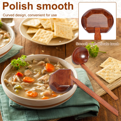 10PCS Wood Soup Spoon with Long Handle Japanese Style Ramen Spoon Large Hot Pot Spoon Tortoise Shell Spoon Serving Spoon