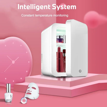 8L Mini Skincare Fridge with LED Mirror - 3-in-1 Portable Cooler & Warmer for Makeup, Face Masks, Perfumes (Home/Office/Car