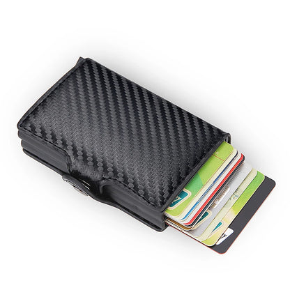RFID Blocking Men Wallet Credit Card Holder Leather Card Wallet Double Metal Box ID Card Holder Money Clip Purse New 2023