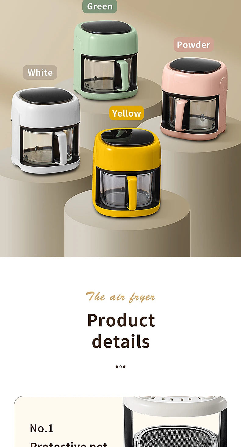 Smart Electric Air Fryer Large Capacity Convection Oven Deep Fryer Without Oil Kitchen 360°Baking Viewable Window Home Applianc