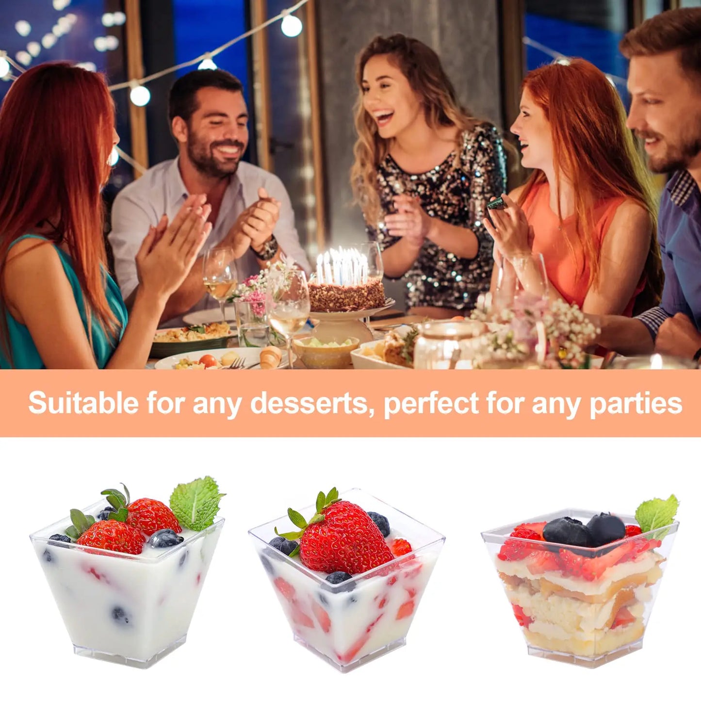 100Pack 2OZ Mini Dessert Cups for Party Small Plastic Dessert Cups for Kitchen Dessert Shooter Cups for Pudding Fruit Ice Cream