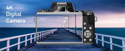 4K DSLR Cameras for Photography 64MP WiFi Auto Focus YouTube Vlogging Video Cameras 60FPS Livestream Camcorder 4" Touch Screen