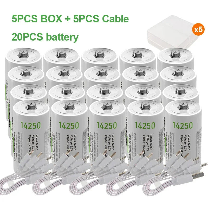 14250 3.7V 300mAh Rechargeable Lithium Battery For Probes, Thermometers, Sights, Thermostats, Monitoring systems,Alarms,1/2AA