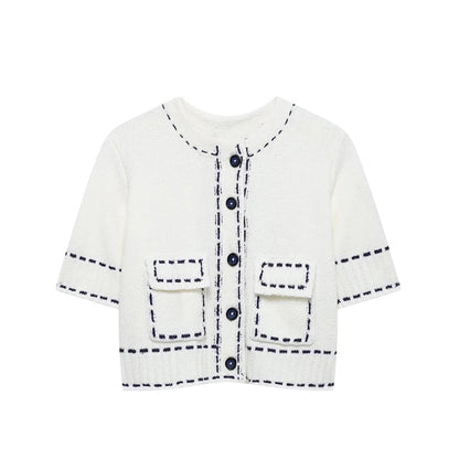 Elegant Unique Button Women's Cardigan Casual O-neck Knitted Single Breasted Sleeveless Blouse Female Summer Lady Office Wears