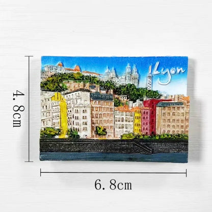 Europe France Lyon Strasbourg Marseille Resin 3D Fridge Magnets Tourism Souvenir Refrigerator Sticker