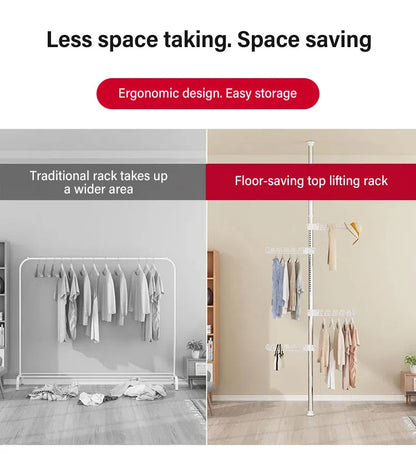 Household Flooring drying rack indoor telescopic pole drying rack Balcony Window Retractable drying rod Fixed Hanging Coat Racks