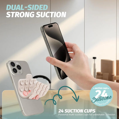 Heart Shape Double Sided Phone Suction Holder, Multi-Purpose Silicone Suction Cup Phone Mount Phone Case Sticky Phone Grip