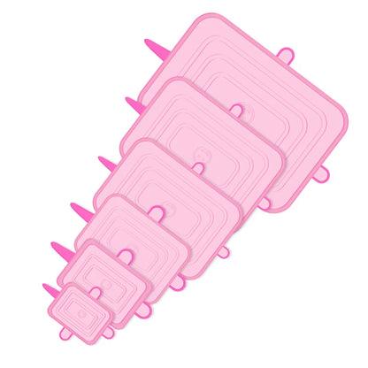 6PCS Square Silicone Stretch Lid Kitchen Tool Accessories Reusable Food Packaging Sealed Lid Keeps Fresh Elastic Bowl Lid