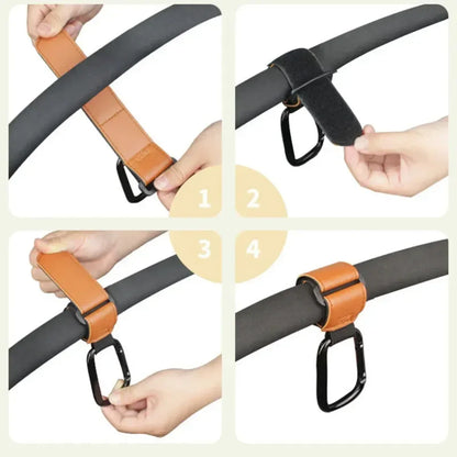 1/2pcs Baby Stroller Hooks Multifunctional Leather Aluminum Alloy Hook Portable Infant Carriage Hook Stroller Accessories