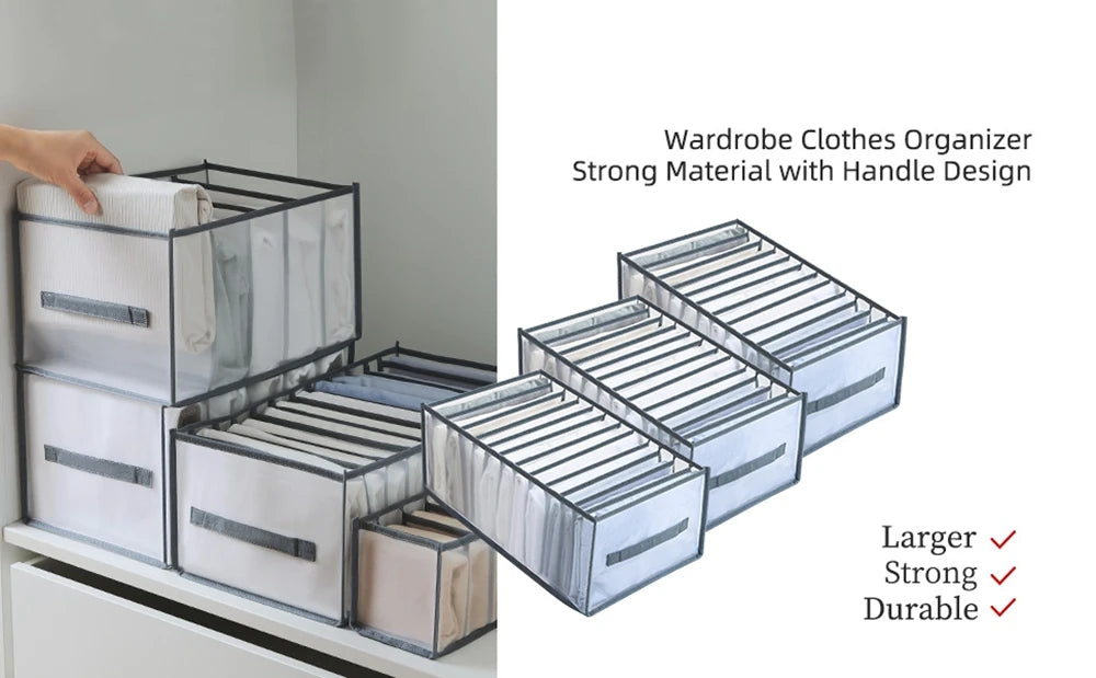 Wardrobe Clothes Organizer 12/9/5 Grids Closet Organizers and Storage for Clothing Jeans Socks Skirts Bra Storage Box Closet