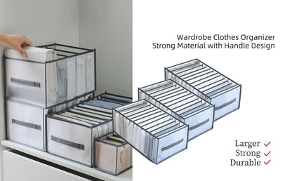 Wardrobe Clothes Organizer 12/9/5 Grids Closet Organizers and Storage for Clothing Jeans Socks Skirts Bra Storage Box Closet