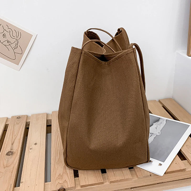 Casual Large Capacity Canvas Shopper Totes High Quality Eco Reusable Grocery Handbag For Women Travel Shoulder Bags Daily Pouch