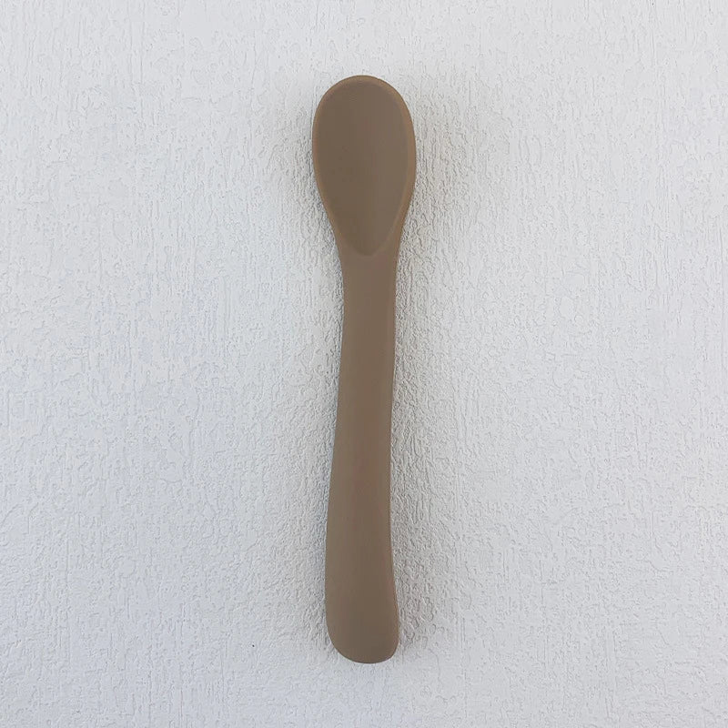 Baby Soft Silicone Spoon Food-grade Silicone Children's Supplementary Feeding Training Spoon Long-handle Silicone Feeding Spoon