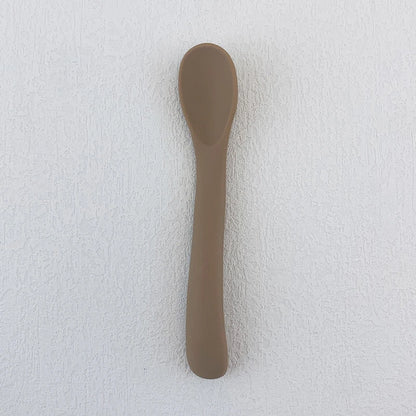 Baby Soft Silicone Spoon Food-grade Silicone Children's Supplementary Feeding Training Spoon Long-handle Silicone Feeding Spoon