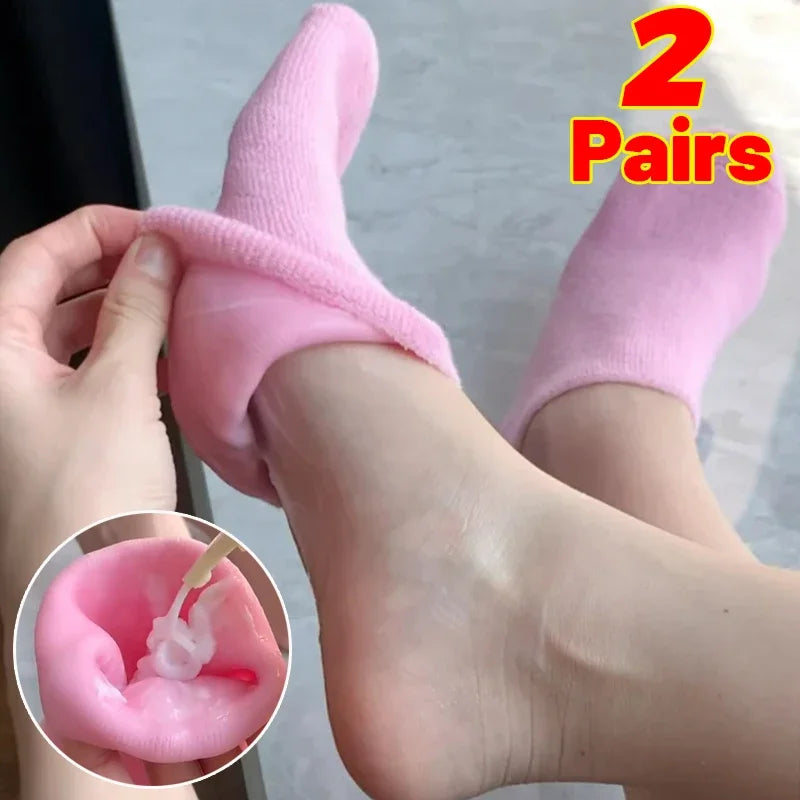 Silicone Moisturizing Mask Socks Reusable Exfoliating Anti Crack Protective Gloves Dry Dead Skin Remover Tools Hand Foot Care