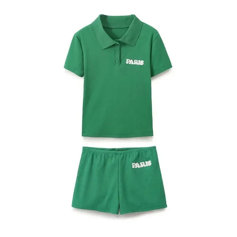 Sports Sets for Women 2 Pieces Holiday Outfits Womens Vacation Outfits Woman 2024 Elegant Casual Short Sleeve Sets