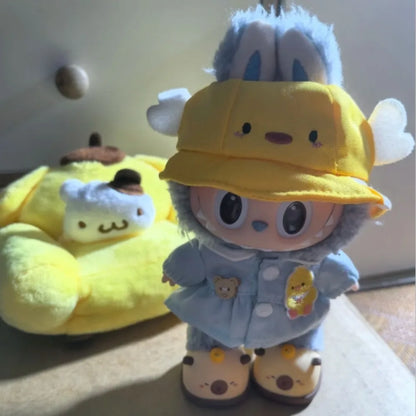 Labubu Doll Mini Sofa with Storage Bag Kawaii 17cm V1 V2 Labubu Transparent Crossbody Bag Cute Plush Doll Accessories Toy Gifts