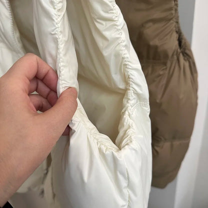 Down Jacket Women Sleeveless 2024 New Down Vest Female Standing Collar Short Coat Loose White Down Jacket Vest Small European