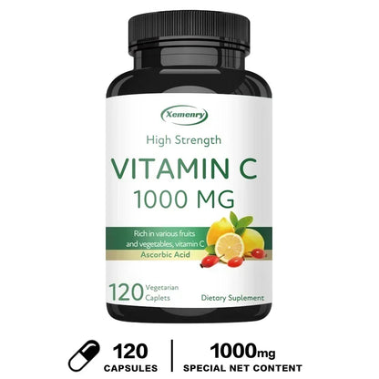 Vitamin C Capsules - Boost Immunity, for Skin, Heart, Teeth Health, Antioxidant, Dietary Supplement