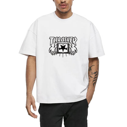 2025 T-shirts for Men Personalized T-Thrashers Y2k Clothing High Quality Summer Tops Vintage Streetwear Short Sleeve Tee White