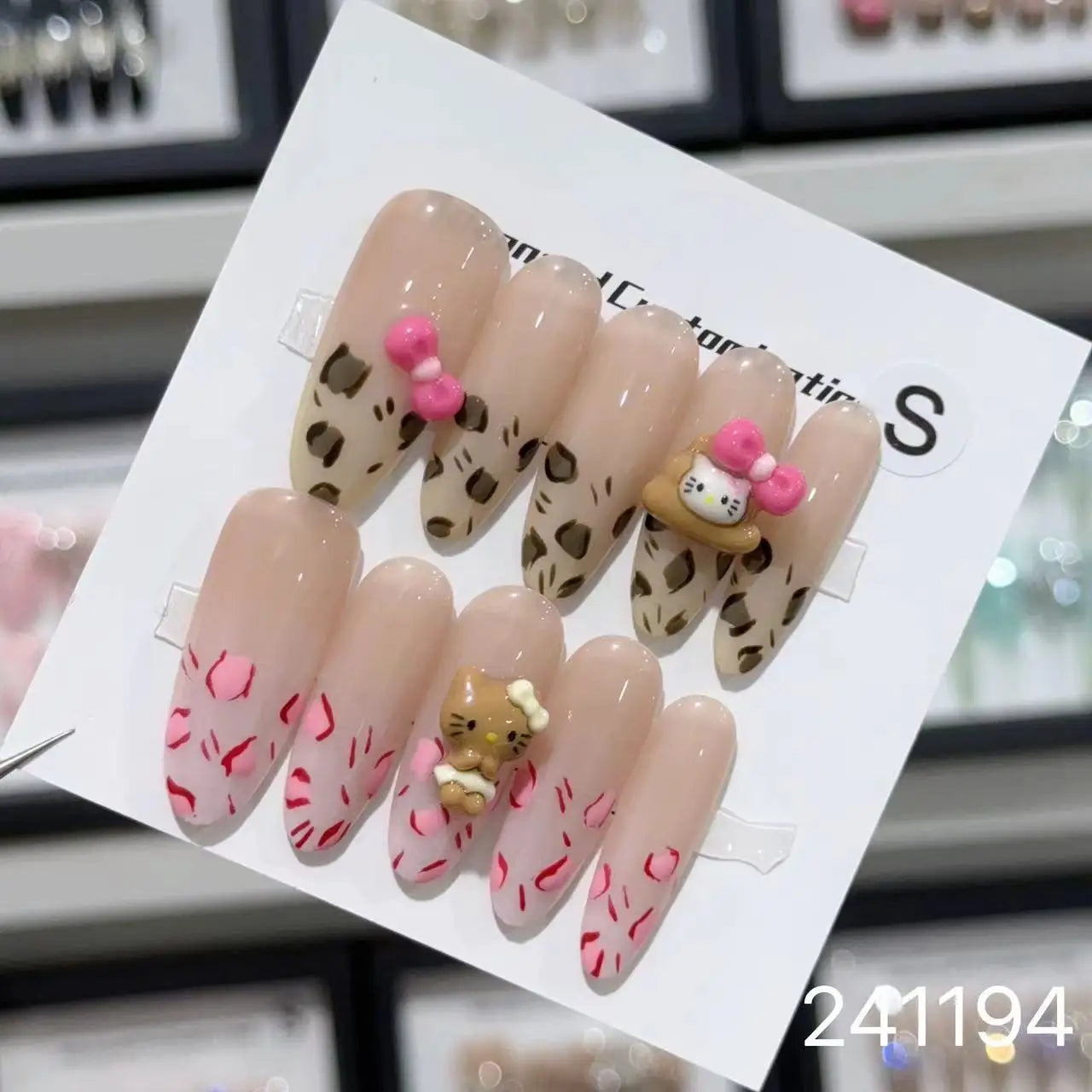 10Pcs Short Press On Nails y2k Star Rhinestone Design Handmade Press On nails Luxury With Design Full Cover Removable Fake Nails