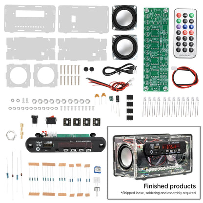 FM Radio DIY Electronics Kit Bluetooth 5.0-Compatible Speaker with Voice-activated Level Indicator DIY Electronics Kit