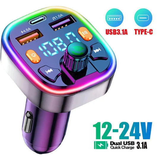 1Pcs Car MP3 Player Bluetooth Receiver 3.1A Fast Charging 12-24V Car Charging Dual USB FM Transmitter Bluetooth Handsfree Player