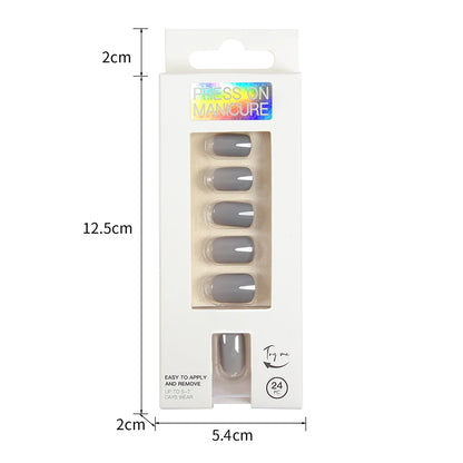 Short Full Press on Nails 24 Pcs False Nails Set Stick on Nails High Quality Reusable Fake Nails Solid Color Design Nail Art