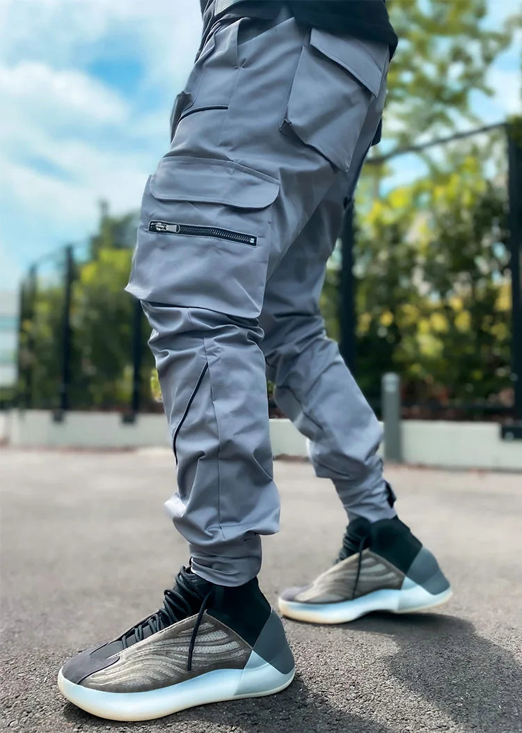 New 2025 Men‘s Casual Cargo Pants Loose Fashion Striped Multi Pocket Sports Fitness Hip Hop Jogger Trousers Male Cargo Pants
