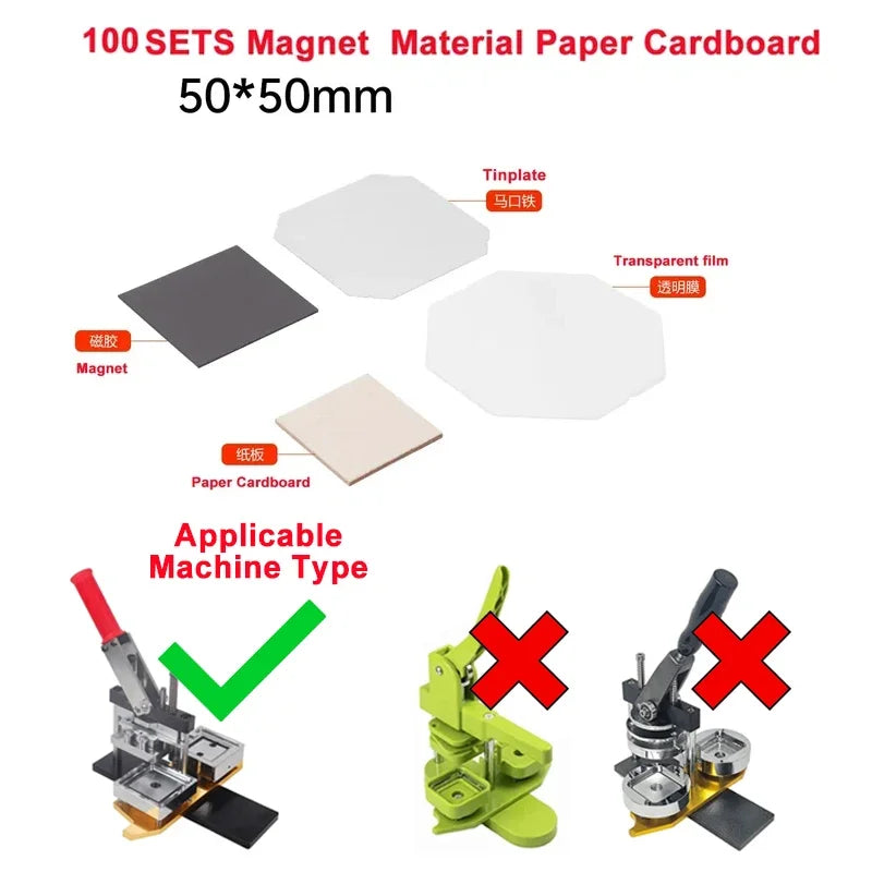 50-80mm DIY Fridge Magnet Maker Machine Rectangular 100Pc Magnet Materials Supply Paper Cutter Photo Refrigerator Sticker Making
