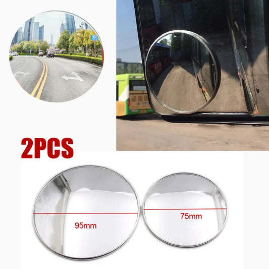 2pcs Bus Mid-Size Car Side Mirrors Truck Blind Spot Mirror Round Convex Wide Angle Baby Auto Rear View Mirrors Accessories