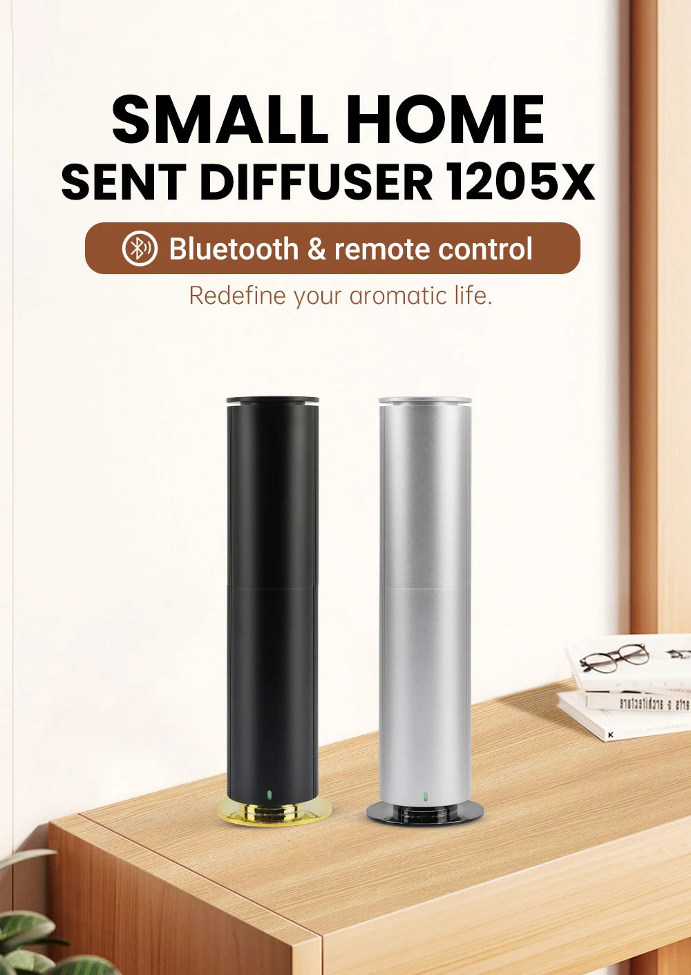 120ml Smart Aroma Diffuser, Cold Air, No Water, APP Control, 1500 Sq.Ft Coverage, for Home/Hotel/Office
