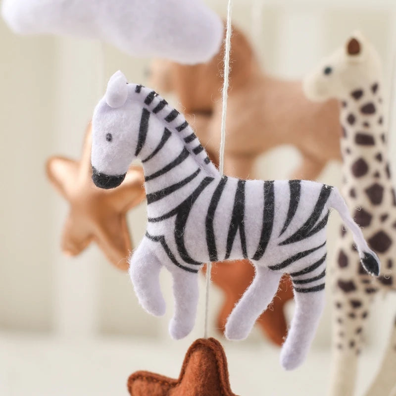 Baby Mobile Crib Bed Bell Musical Rattles Toys Soft Felt Cartoon Animal for Infants Nursery Mobiles Forest Animals Crib Toys