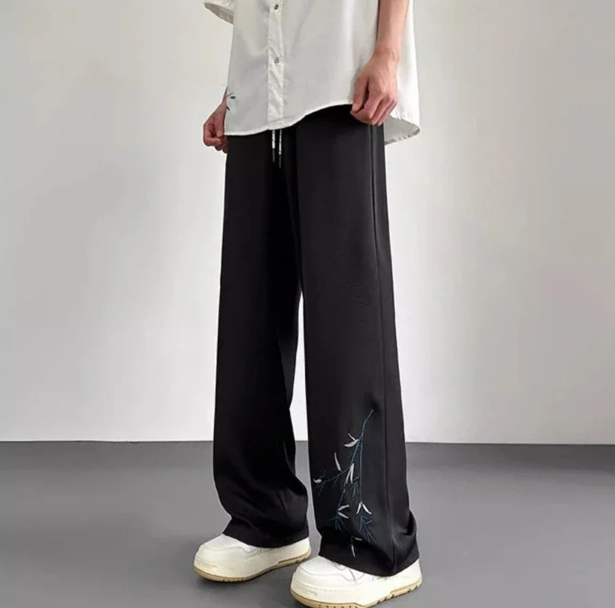 Social Tailoring Business Work Man Suits Pants Office Ice Silk Cooling Trousers for Men Fabric Korean Style Clothes Designer Up