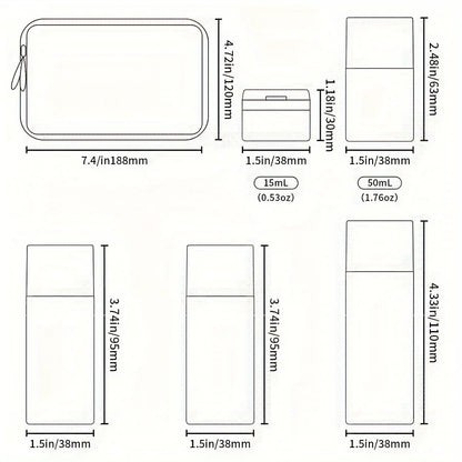 Silicone Travel Bottle Set - Leak-proof, squeezable container for shampoo, lotion and toiletries - Odorless
